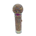 Microphone shaped evening clutch bag decorated with sparkling AB colorful rhinestones - Colorful