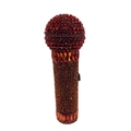 Sparkling microphone clutch bag with red and amber crystals for evening party - Brown