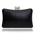 Close-up of the sparkling rhinestone clasp on this elegant black evening clutch bag - Smooth Black