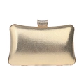 Macro shot of gold metallic clutch bag featuring a luxurious sparkling rhinestone clasp - Smooth Gold