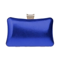 Detailed view of the luxury navy blue evening clutch featuring a sparkling rhinestone clasp - Smooth Royal Blue