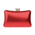 Macro view of metallic red evening clutch featuring a sparkling rhinestone encrusted lock - Smooth Red