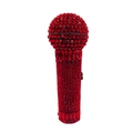 Luxe microphone clutch bag fully encrusted with shimmering deep red rhinestones - Red