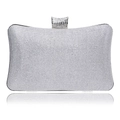 Elegant silver sequin evening clutch bag with sparkling rhinestone closure on white background - Sparkling Silver