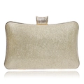 Detail of the elegant gold evening clutch bag with sparkling texture and crystal clasp - Sparkling Champagne