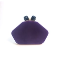 Elegante tiefviolette Abendtasche aus Samt mit schwarzem Kristallschleifenverschluss - Lila