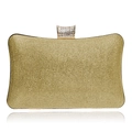 Champagne gold evening clutch bag with shimmering mesh fabric and rhinestone-encrusted clasp - Sparkling Gold