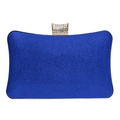 Elegant royal blue evening clutch bag with grid texture and sparkling rhinestone buckle - Sparkling Blue