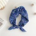 Navy blue floral cotton linen hair band with vintage white and yellow flower pattern - Small Floral Navy Blue (4B)