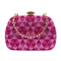 Elegante abendliche Clutch mit rosafarbenen Strasssteinen und goldenem Kristall-Verschluss - Fuchsia