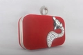 Clutch da sera in velluto rosso con motivo volpe in strass e chiusura ad anello - Rosso