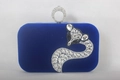 Pochette da sera in velluto blu reale con volpe di strass e chiusura ad anello - Blu Reale