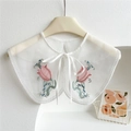 Faux col en organza blanc élégant avec broderie tulipe rose et détails en perles - Style Tulipe Brodée (4绣郁金香)