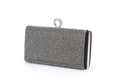 Elegant silver mermaid rhinestone clutch bag featuring a pearl ring handle design - Black Single-sided Rhinestone
