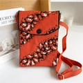 Minibolso de punto para móvil con estampado de leopardo y correa ajustable naranja - Estampado de Leopardo Rojo