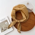 Ginger yellow floral cotton linen neckerchief with elegant scalloped wavy edges - Ginger Yellow