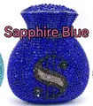 Royal blue money pouch clutch bag encrusted with rhinestones and a dollar sign - Royal Blue