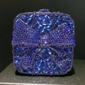 Detailed view of luxury royal blue bow knot clutch with marquise-cut crystal embellishments - Royal Blue