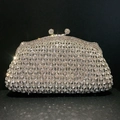 Elegante borsa a mano con strass e cristalli con cornice metallica per cerimonie - Argento