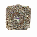 Pochette de soirée carrée dorée avec strass irisés et pierre centrale scintillante - Or AB