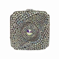 Pochette de soirée carrée de luxe ornée de cristaux AB et d'une pierre centrale - Argent AB
