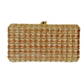 Elegante borsa da sera dorata quadrata con file scintillanti di cristalli incastonati - Oro
