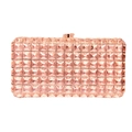 Détail de la pochette de soirée or rose avec maillage en cristal et fermoir métallique - Bleu foncé