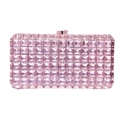 Détail macro des cristaux violets carrés et du fermoir métallique de la pochette - Rose