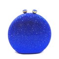 Macro detail of royal blue crystal encrusted surface on round metal clutch bag - Blue