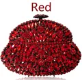 Pochette de soirée en cristal rouge scintillant avec fermoir fleur sur fond blanc - Rouge