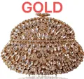 Pochette de luxe dorée ornée de strass scintillants de taille marquise et ronde - Doré