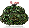 Pochette de soirée élégante en strass verts avec des motifs floraux en cristal brillants - Vert