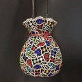 Exquisite flower pattern rhinestones pouch evening bag with elegant metal chain strap - Iridescent Black