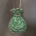 Sparkling green crystal bucket evening bag with silver metal chain strap for women - Green
