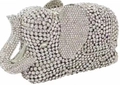 Elephant-shaped evening clutch bag fully embellished with sparkling white crystals - Silver