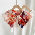 Women's silk scarf collar with Chinese dragon print and orange bow tie accessory - 9F Butterfly Collar - Dragon Boat