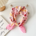Pink cotton-linen scarf featuring playful smiley faces and heart prints for women - Smile Heart Pink