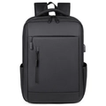 Zaino porta PC nero impermeabile per business con porta USB e tasche con cerniera - Nero