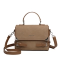 Sac à main vintage marron avec poignée supérieure et détail de logo tendance - Kaki