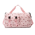 Reisetasche aus rosa Cord mit Erdbeermuster und verstellbarem Schultergurt - Rosa