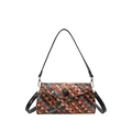 Bolso bandolera de tejido multicolor con solapa triangular y detalle de hebilla redonda - Rojo
