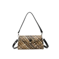 Bolso bandolera tejido retro café y beige con una hebilla negra redonda grande - Caqui