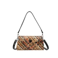Bolso bandolera tejido multicolor chic con patrones geométricos rojos, naranjas y marrones - Marrón