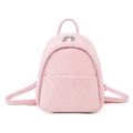 Mini zaino da donna in velluto a coste rosa con spallacci in pelle e cerniera - Rosa