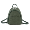 Mini backpack in dark green corduroy with silver zippers and vegan leather straps - Green