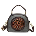 Sac à bandoulière rétro chinois gris marbre avec détails de nuages en relief vintage - Gris