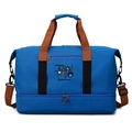 Blue multifunctional travel bag with bottom shoe compartment and durable handles - Lake Blue