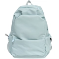 Mochila de lona azul claro minimalista de gran capacidad para viajes y escuela - Azul