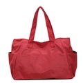 Grande borsa tote a scacchi rossi con tasche multiple e spazioso design in tela per donna - Borgogna