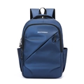 Zaino porta PC blu navy in nylon impermeabile con cerniera diagonale frontale - Blu